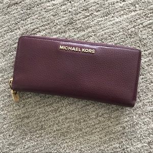 Michael Kors Maroon Leather Wallet